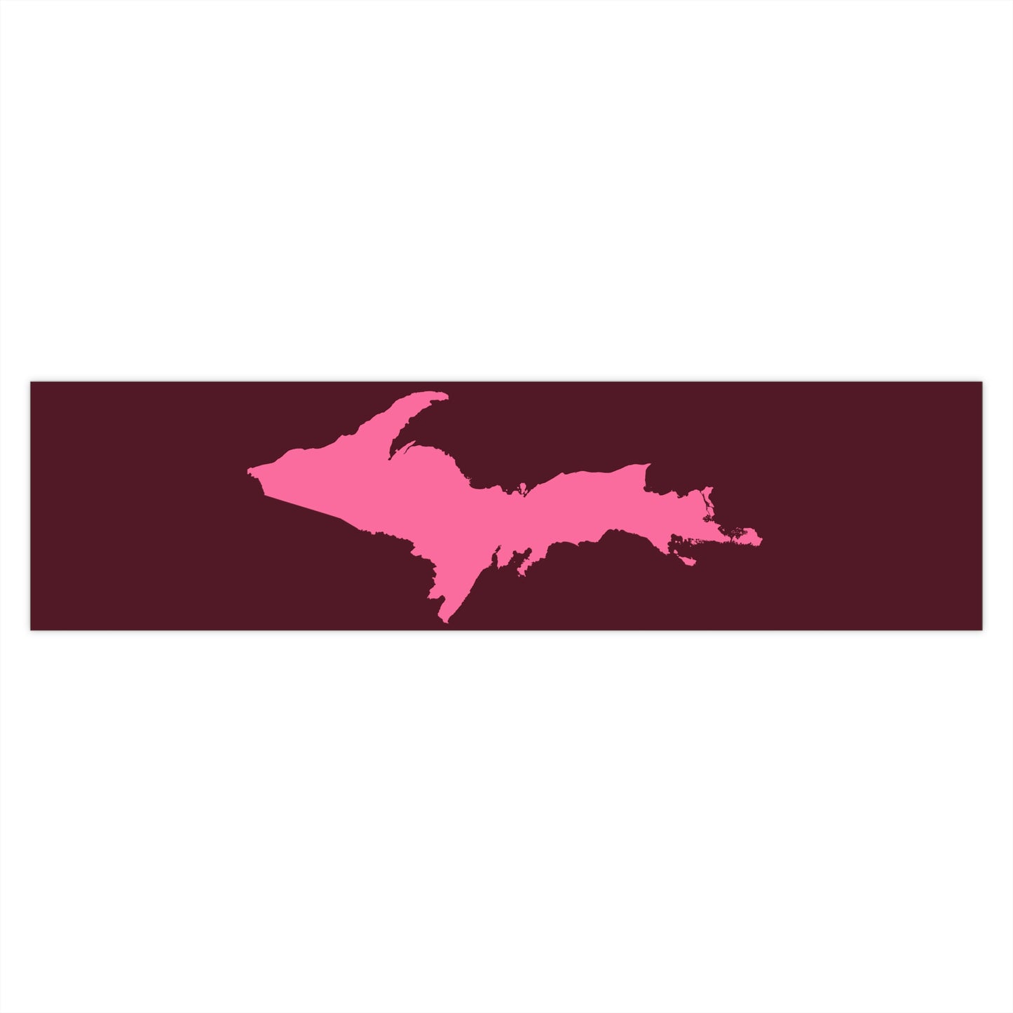 Michigan Upper Peninsula Bumper Sticker (w/ Pink UP Outline) | Pinot Red Background