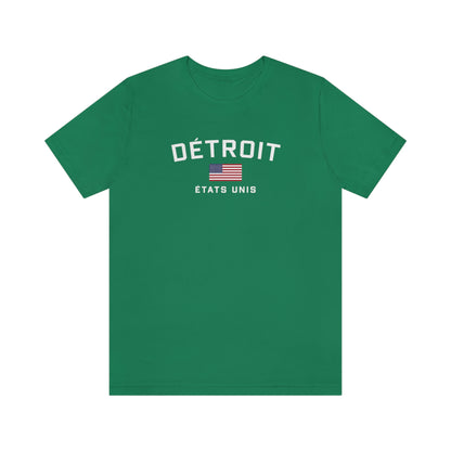 'Détroit États Unis' T-Shirt (w/USA Flag Outline) | Unisex Standard Fit