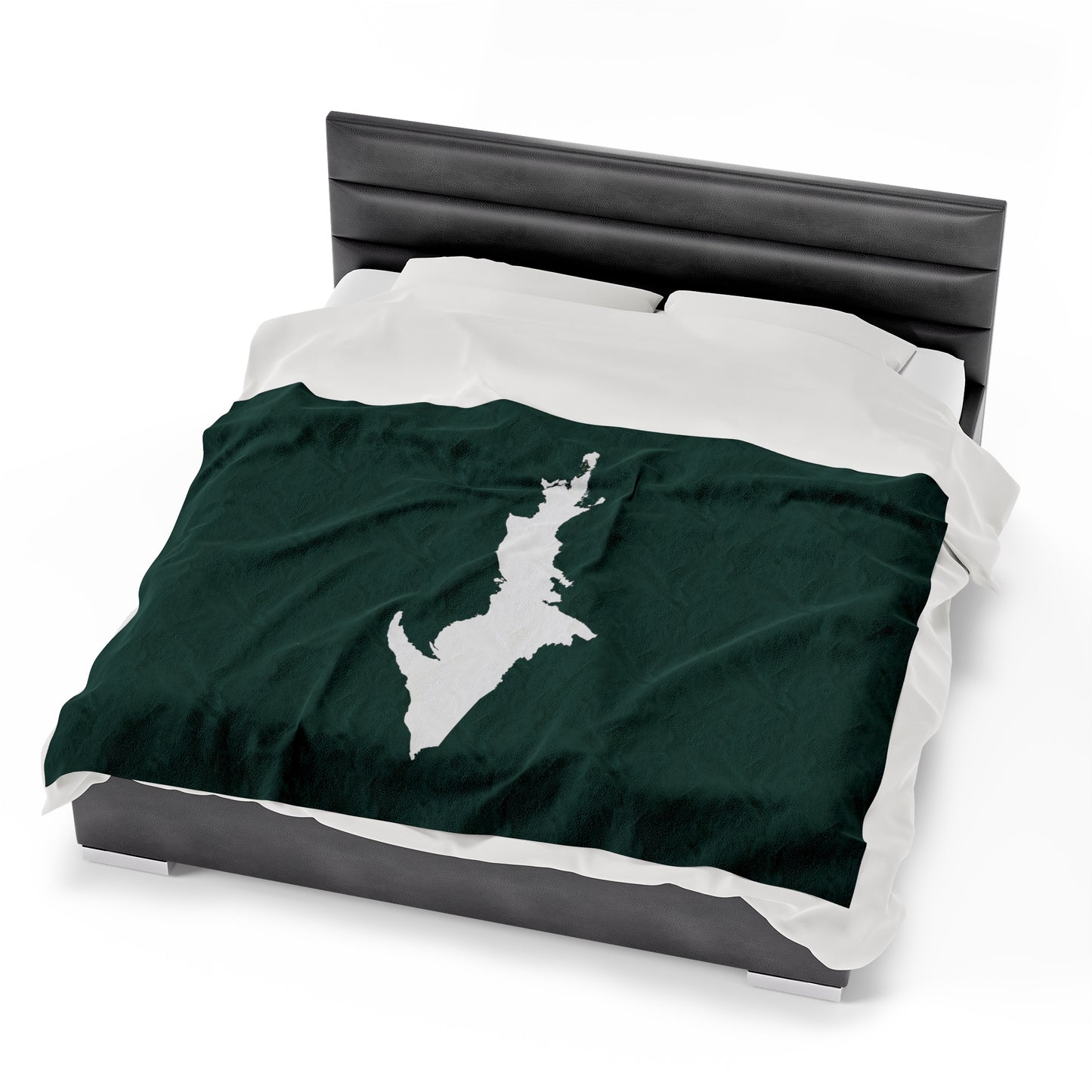 Michigan Upper Peninsula Plush Blanket (w/ UP Outline) | Green