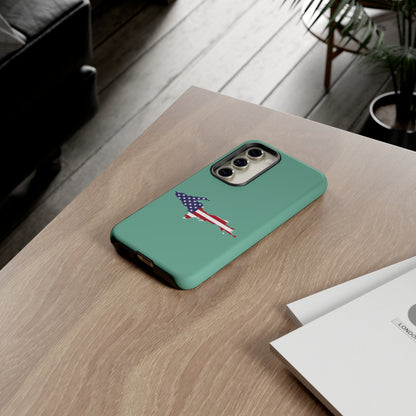 Michigan Upper Peninsula Tough Phone Case ('64 Metallic Mint Green w/ UP USA Flag Outline) | Samsung & Pixel Android