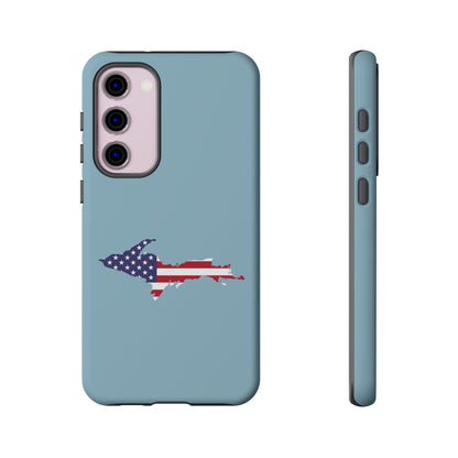 Michigan Upper Peninsula Tough Phone Case (Opal Blue w/ UP USA Flag Outline) | Samsung & Pixel Android