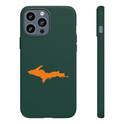 Michigan Upper Peninsula Tough Phone Case (Green w/ Orange UP Outline) | Apple iPhone