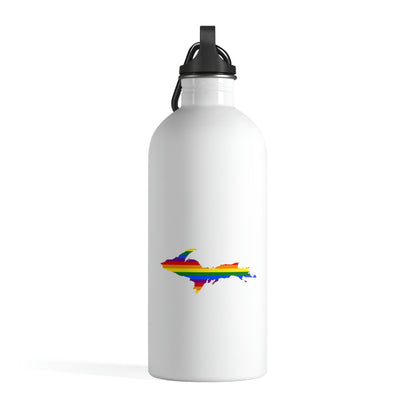 Michigan Upper Peninsula Water Bottle (w/ UP Pride Flag Outline) | 14oz Stainless Steel