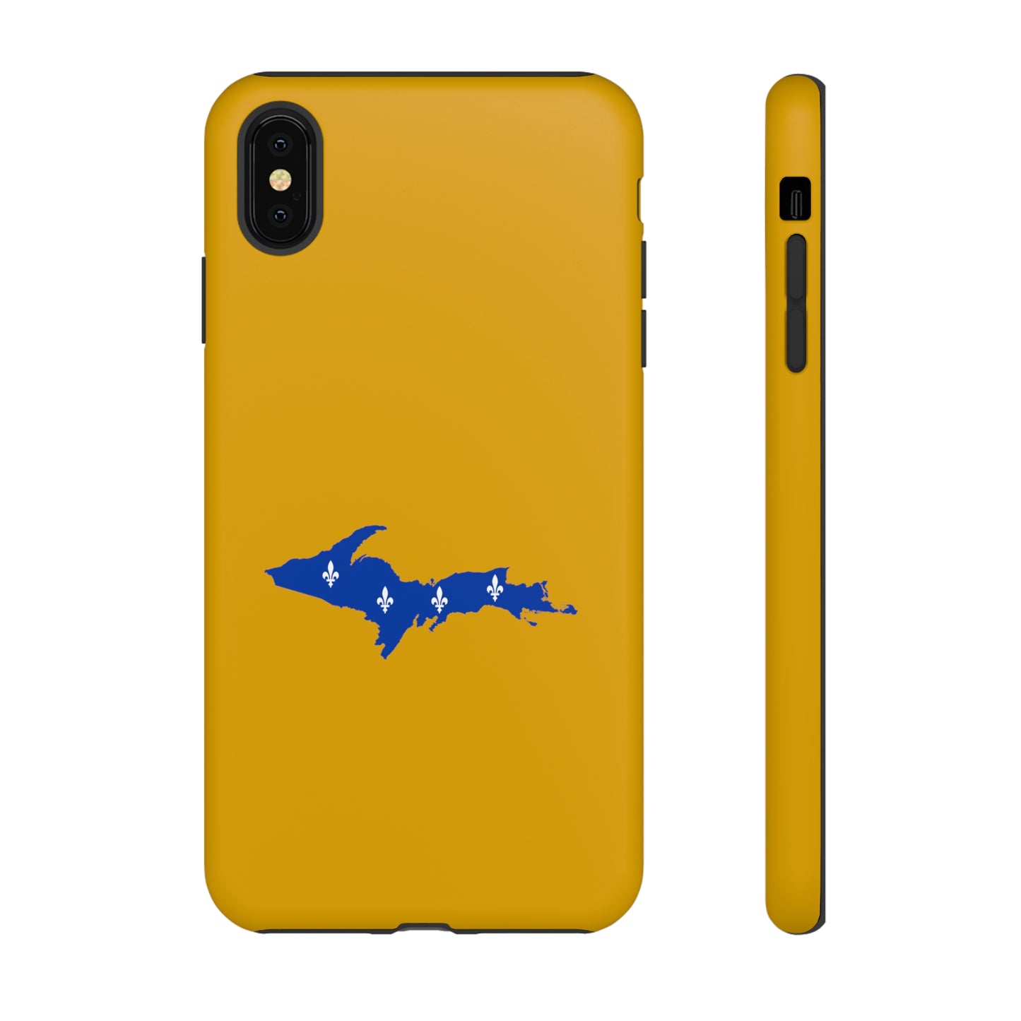 Michigan Upper Peninsula Tough Phone Case (Gold w/ UP Quebec Flag Outline) | Apple iPhone