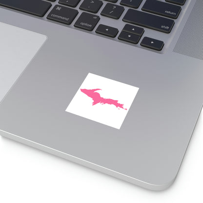 Michigan Upper Peninsula Square Sticker (w/ Pink UP Outline) | Indoor/Outdoor