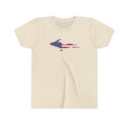 Michigan Upper Peninsula T-Shirt (w/ MI USA Flag Outline) | Youth Short Sleeve