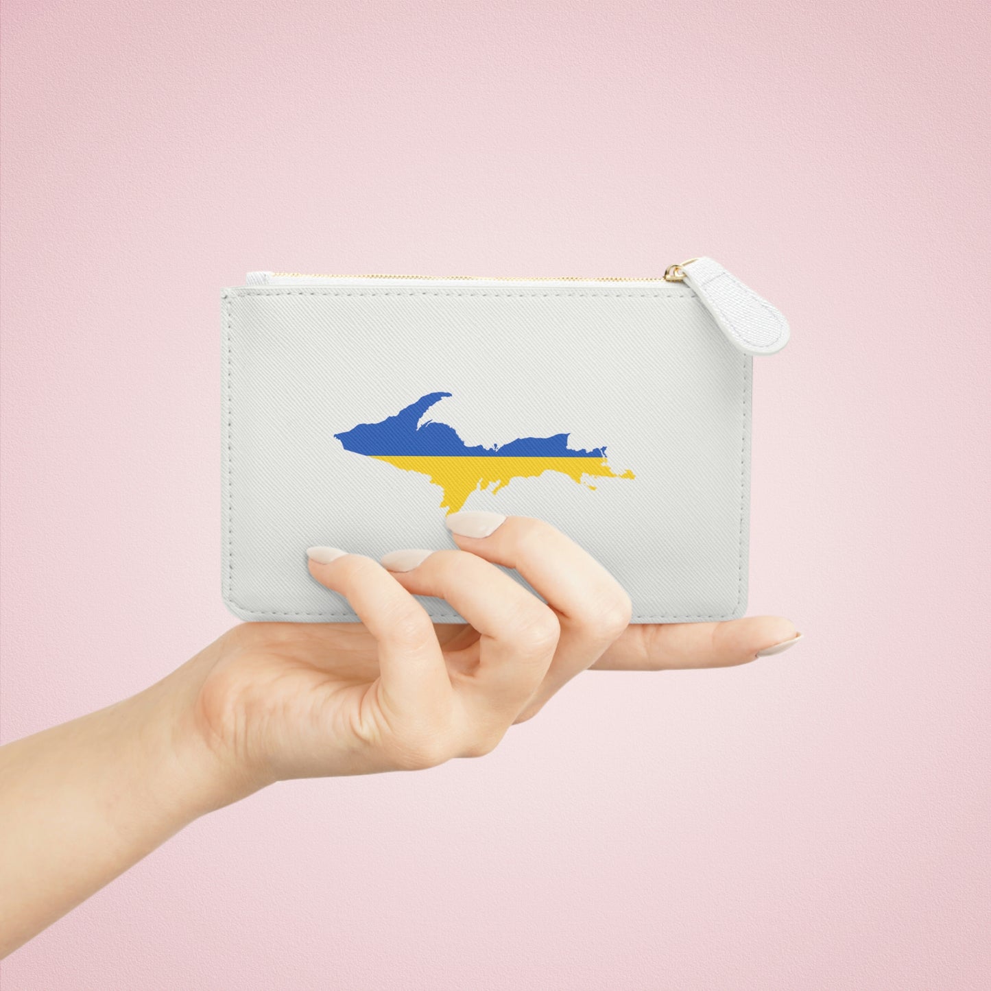 Michigan Upper Peninsula Mini Clutch Bag (Birch Bark White w/ UP Ukraine Flag Outline)