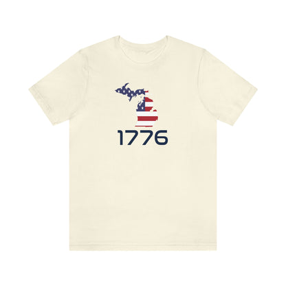 Michigan '1776' T-Shirt (Space Agency Font w/ MI USA Flag Outline) | Unisex Standard Fit