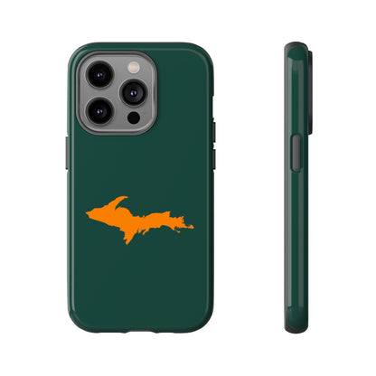 Michigan Upper Peninsula Tough Phone Case (Green w/ Orange UP Outline) | Apple iPhone