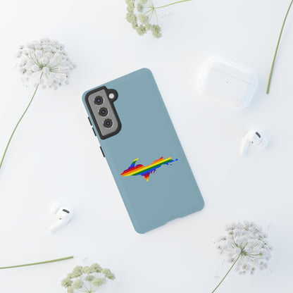 Michigan Upper Peninsula Tough Phone Case (Opal Blue w/ UP Pride Flag Outline) | Samsung & Pixel Android