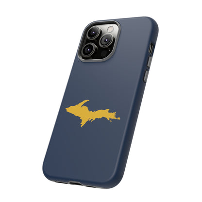 Michigan Upper Peninsula Tough Phone Case (Navy w/ Gold UP Outline) | Apple iPhone