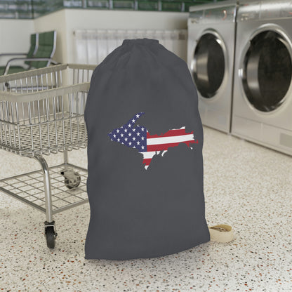 Michigan Upper Peninsula Laundry Bag (Iron Ore Grey w/ UP USA Flag Outline)