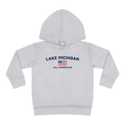 'Lake Michigan All-American' Hoodie (w/USA Flag Outline) | Unisex Toddler