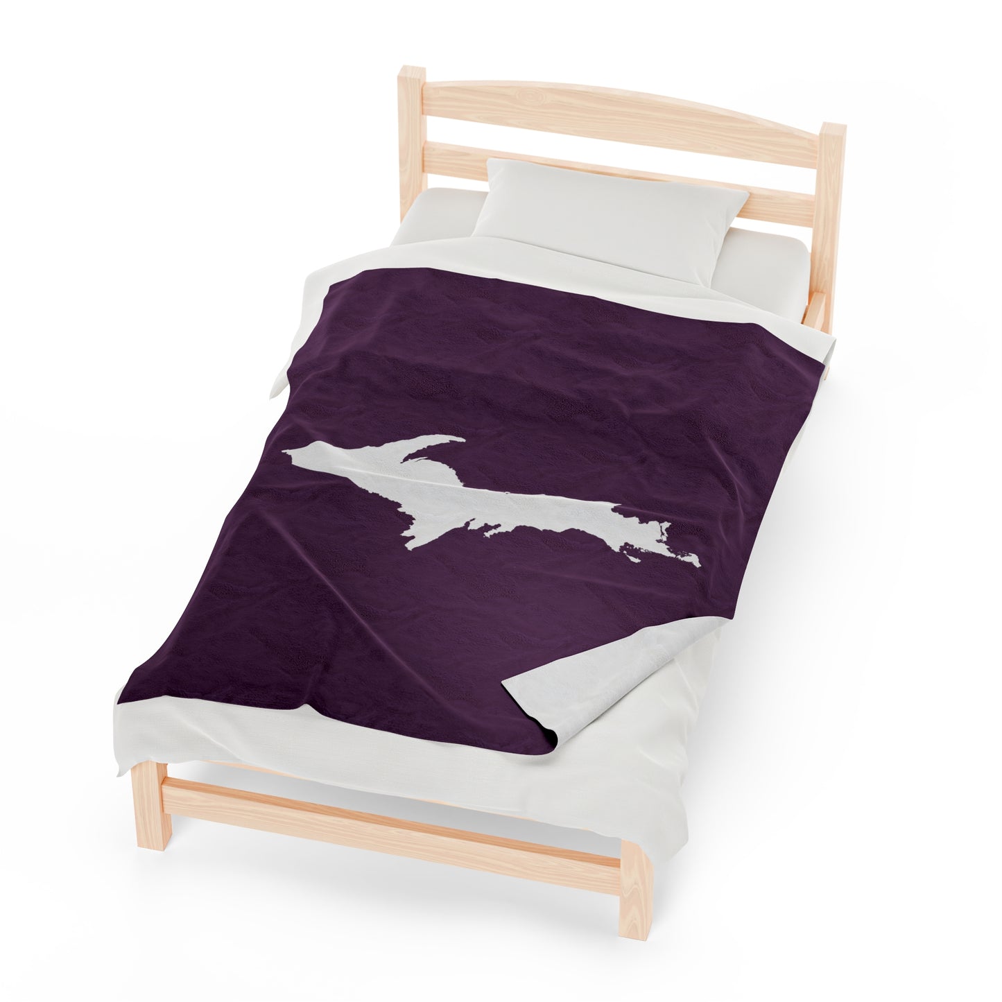 Michigan Upper Peninsula Plush Blanket (w/ UP Outline) | Plum