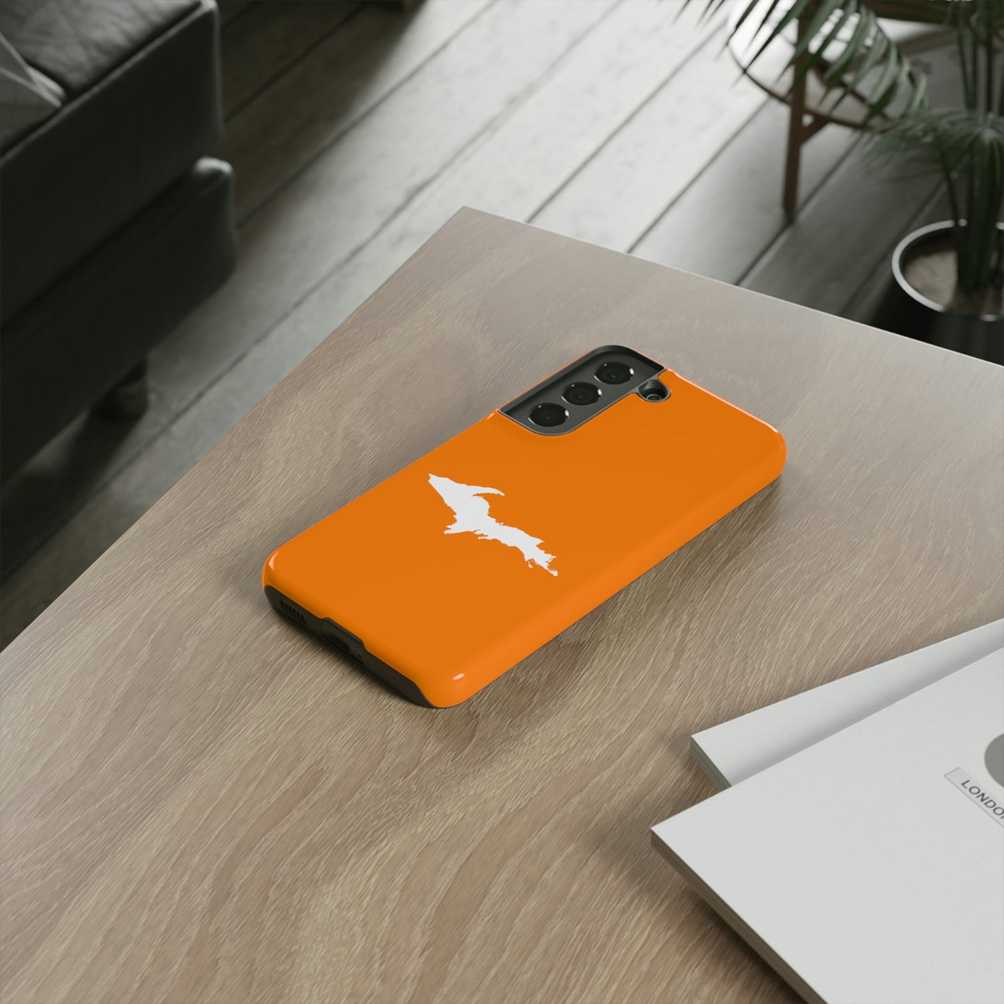 Michigan Upper Peninsula Tough Phone Case (Orange w/ UP Outline) | Samsung & Pixel Android