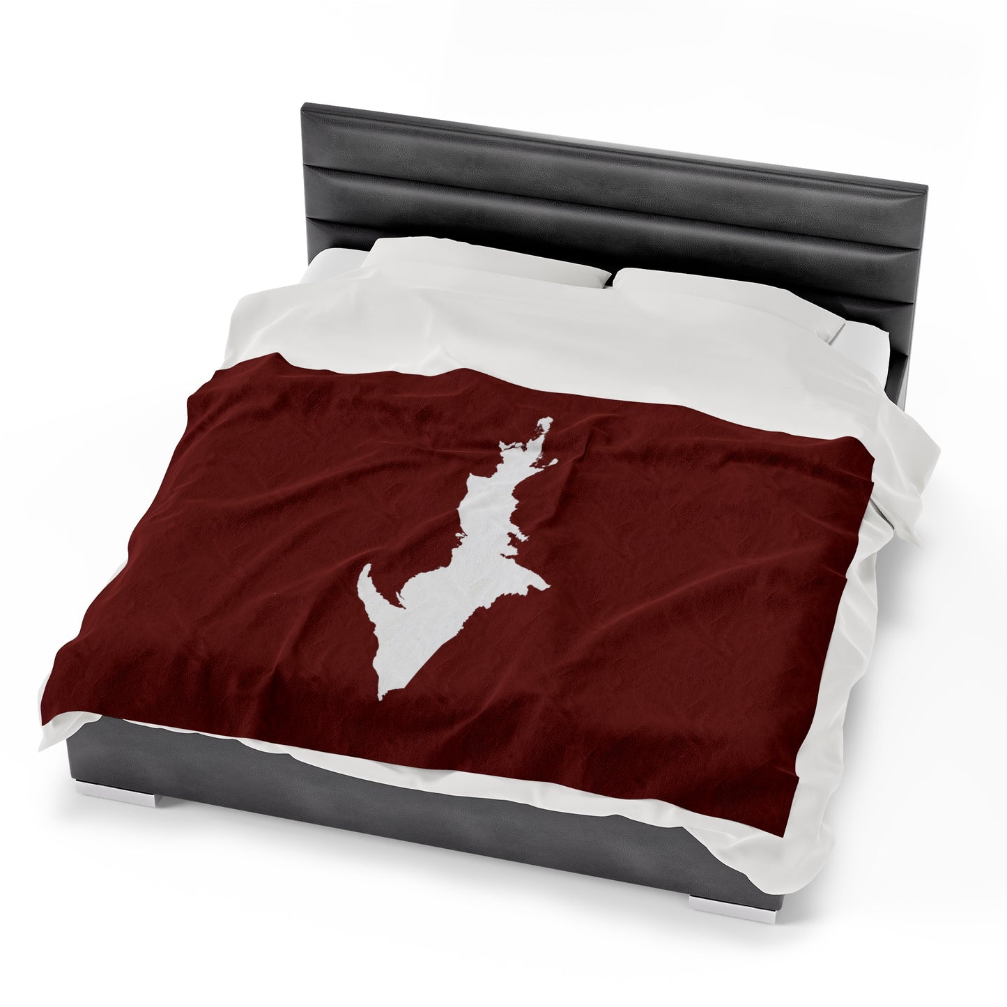 Michigan Upper Peninsula Plush Blanket (w/ UP Outline) | Traverse Cherry Red