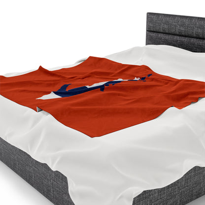 Michigan Upper Peninsula Plush Blanket (w/ UP Finland Flag Outline) | Maple Leaf Orange