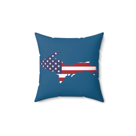 Michigan Upper Peninsula Accent Pillow (w/ UP USA Flag Outline) | Blueberry Color