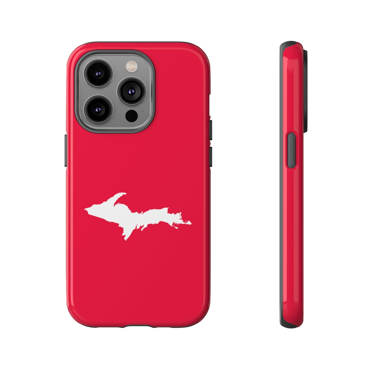 Michigan Upper Peninsula Tough Phone Case (Lighthouse Red w/ UP Outline) | Apple iPhone