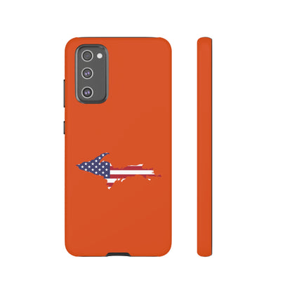 Michigan Upper Peninsula Tough Phone Case (Maple Leaf Orange w/ UP USA Flag Outline) | Samsung & Pixel Android