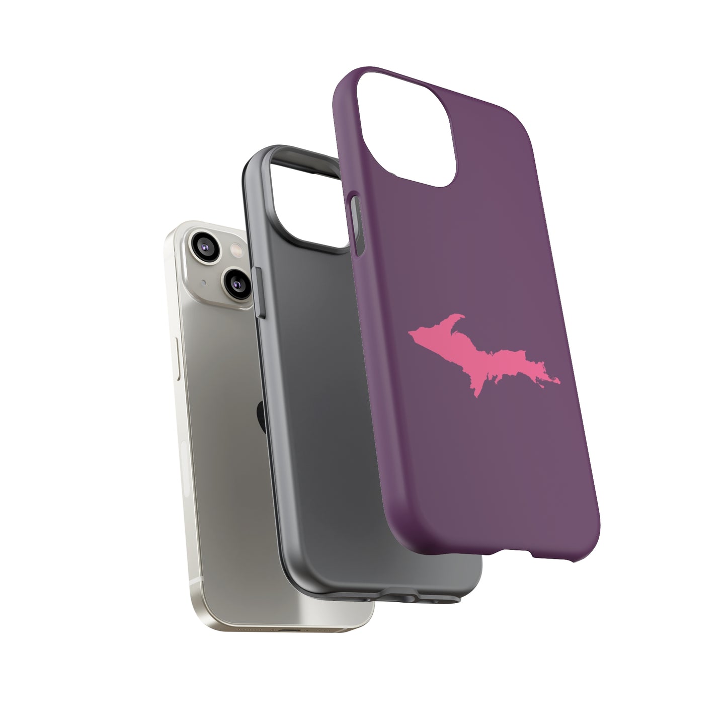 Michigan Upper Peninsula Tough Phone Case (Plum w/ Pink UP Outline) | Apple iPhone