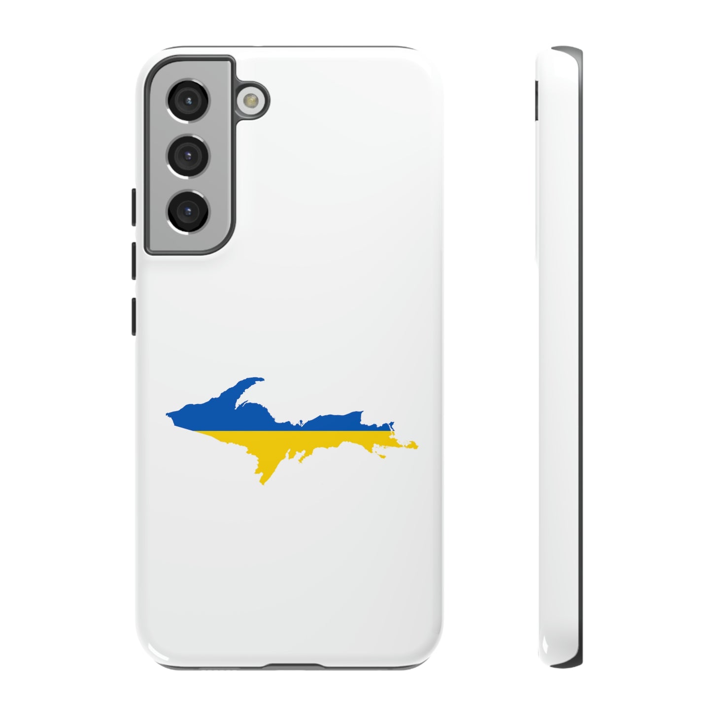 Michigan Upper Peninsula Tough Phone Case (w/ UP Ukraine Flag Outline) | Samsung & Pixel Android