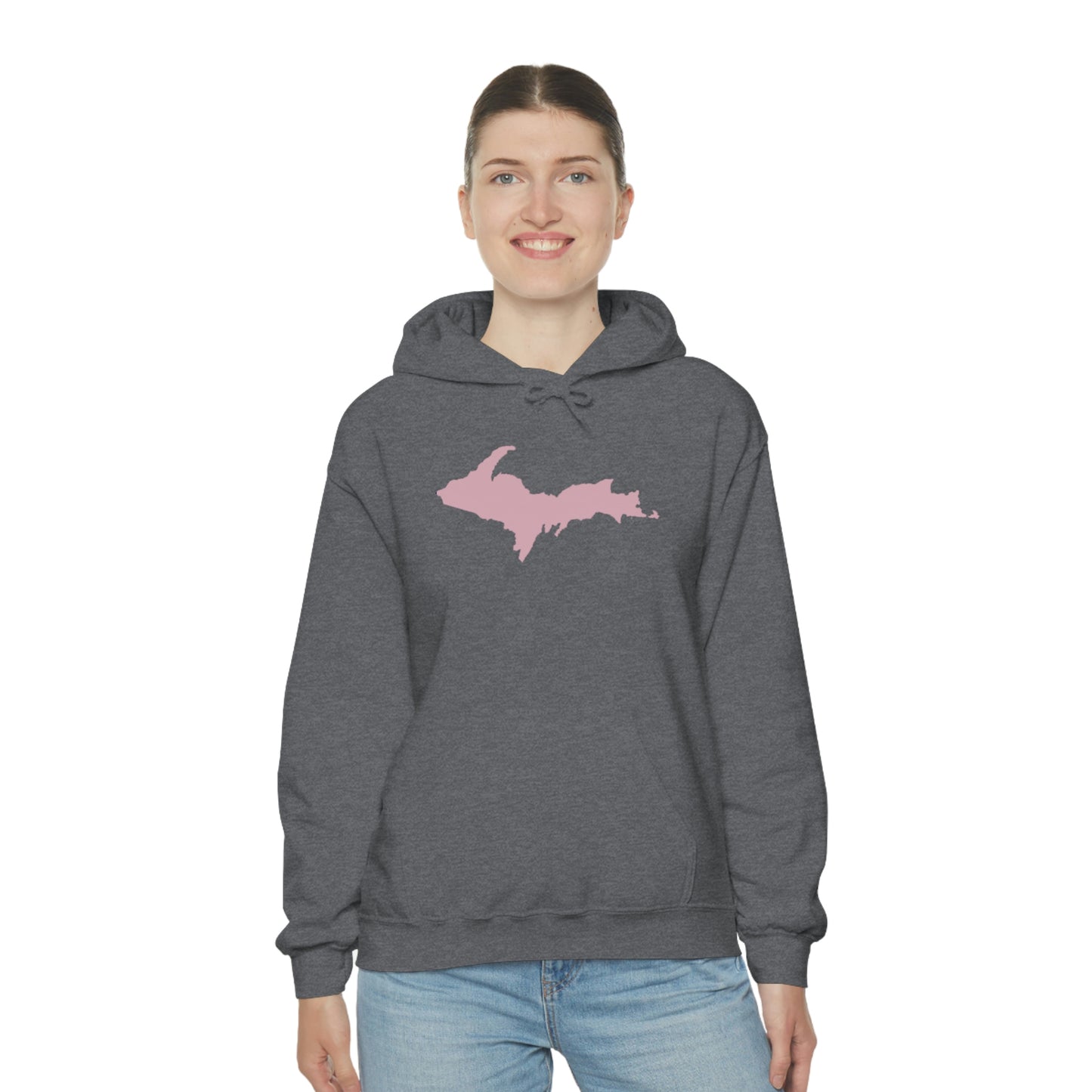 Michigan Upper Peninsula Hoodie (w/ Pink U.P. Outline) | Unisex Standard