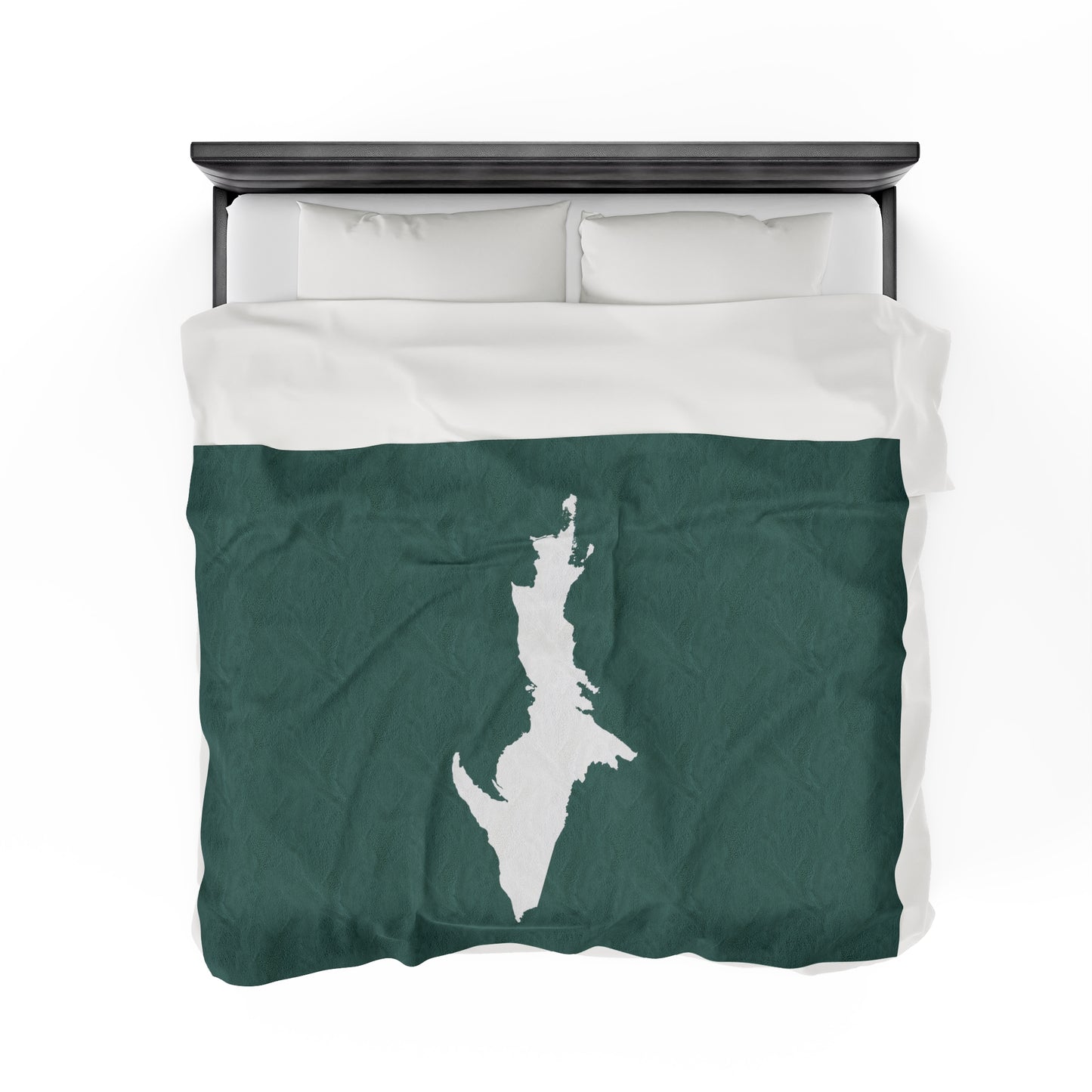 Michigan Upper Peninsula Plush Blanket (w/ UP Outline) | Copper Green