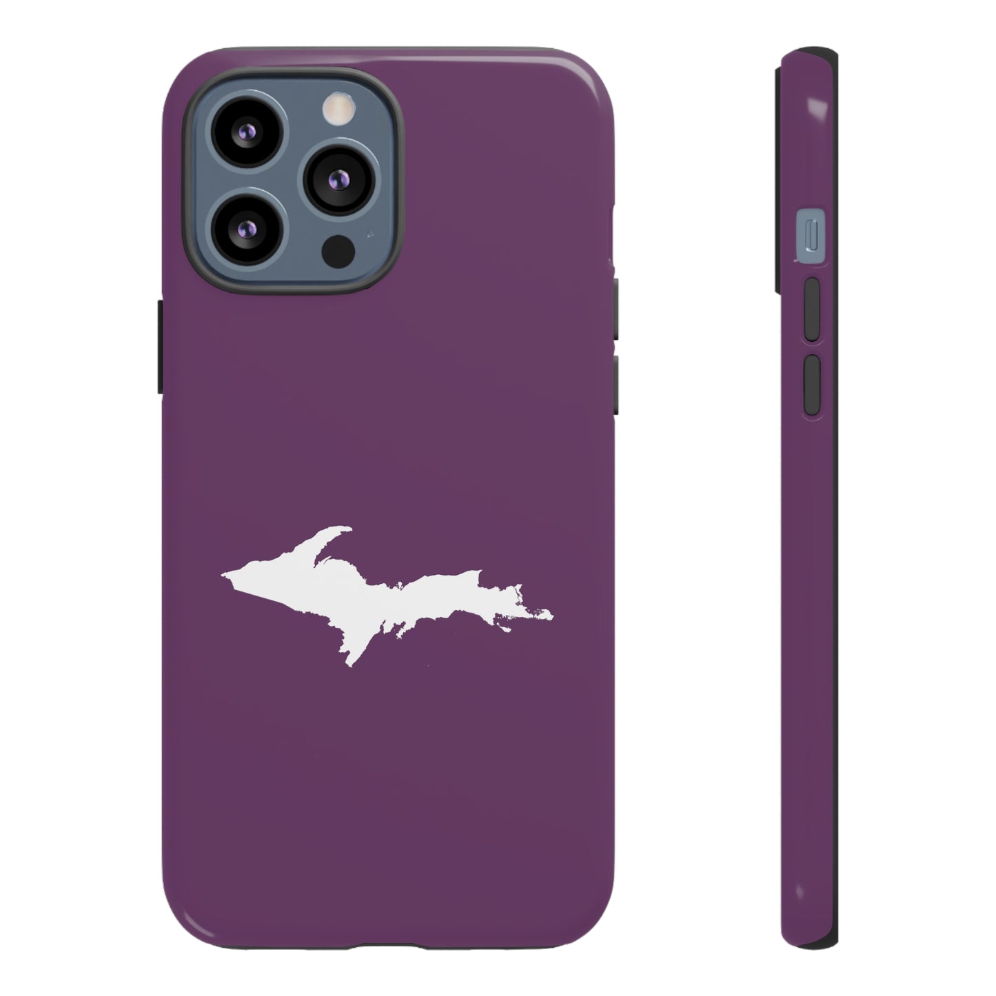 Michigan Upper Peninsula Tough Phone Case (Plum w/ UP Outline) | Apple iPhone