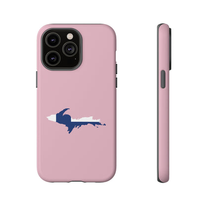 Michigan Upper Peninsula Tough Phone Case (Pink w/ UP Finland Flag Outline) | Apple iPhone