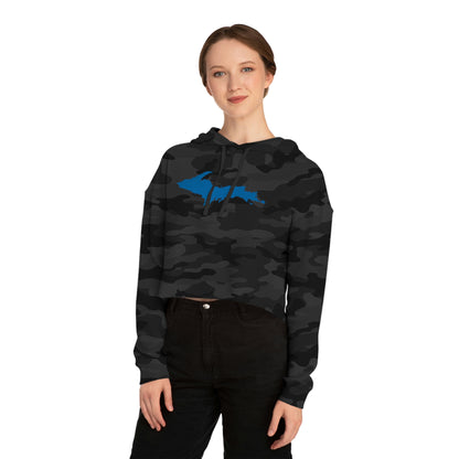 Michigan Upper Peninsula Hoodie (w/ Azure UP Outline) | Lightweight Cropped