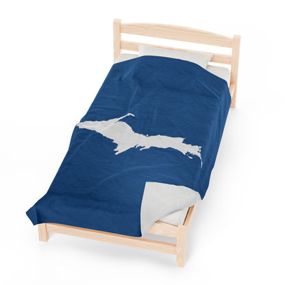 Michigan Upper Peninsula Plush Blanket (w/ UP Outline) | Lake Superior Blue