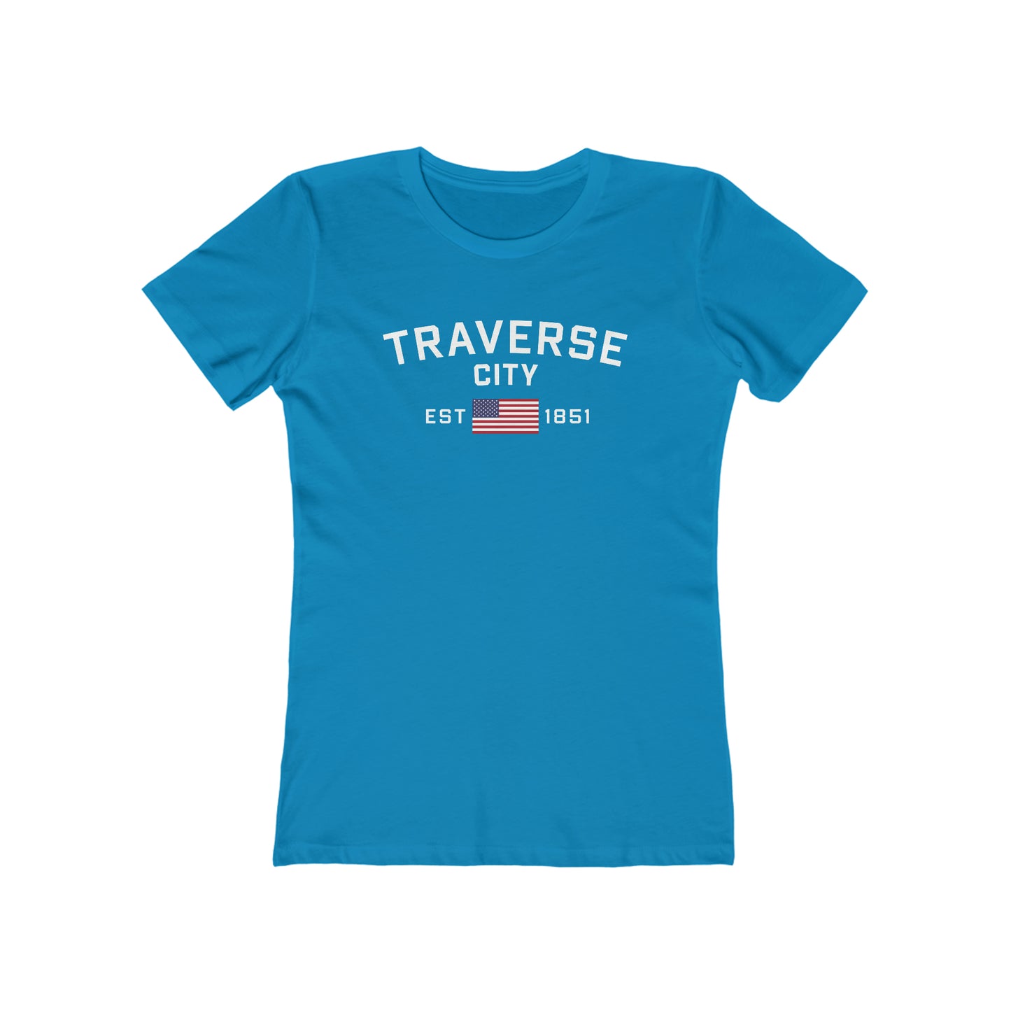 'Traverse City EST 1851' (w/USA Flag Outline) | Women's Boyfriend Cut