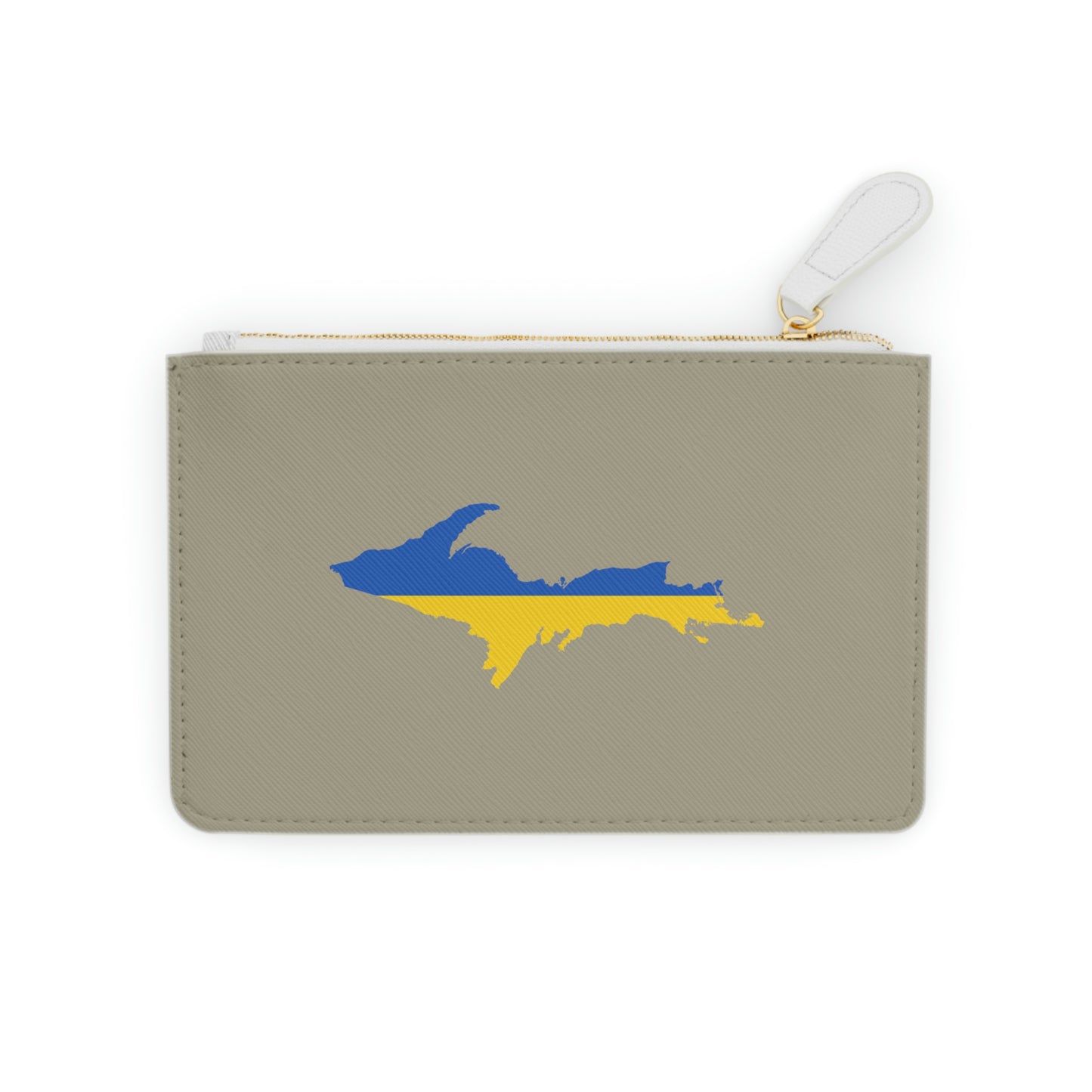Michigan Upper Peninsula Mini Clutch Bag (Petoskey Stone Beige w/ UP Ukraine Flag Outline)