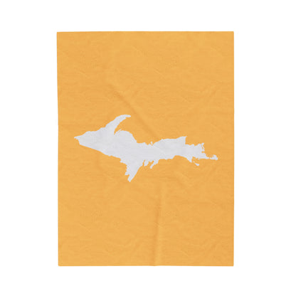 Michigan Upper Peninsula Plush Blanket (w/ UP Outline) | Citrine