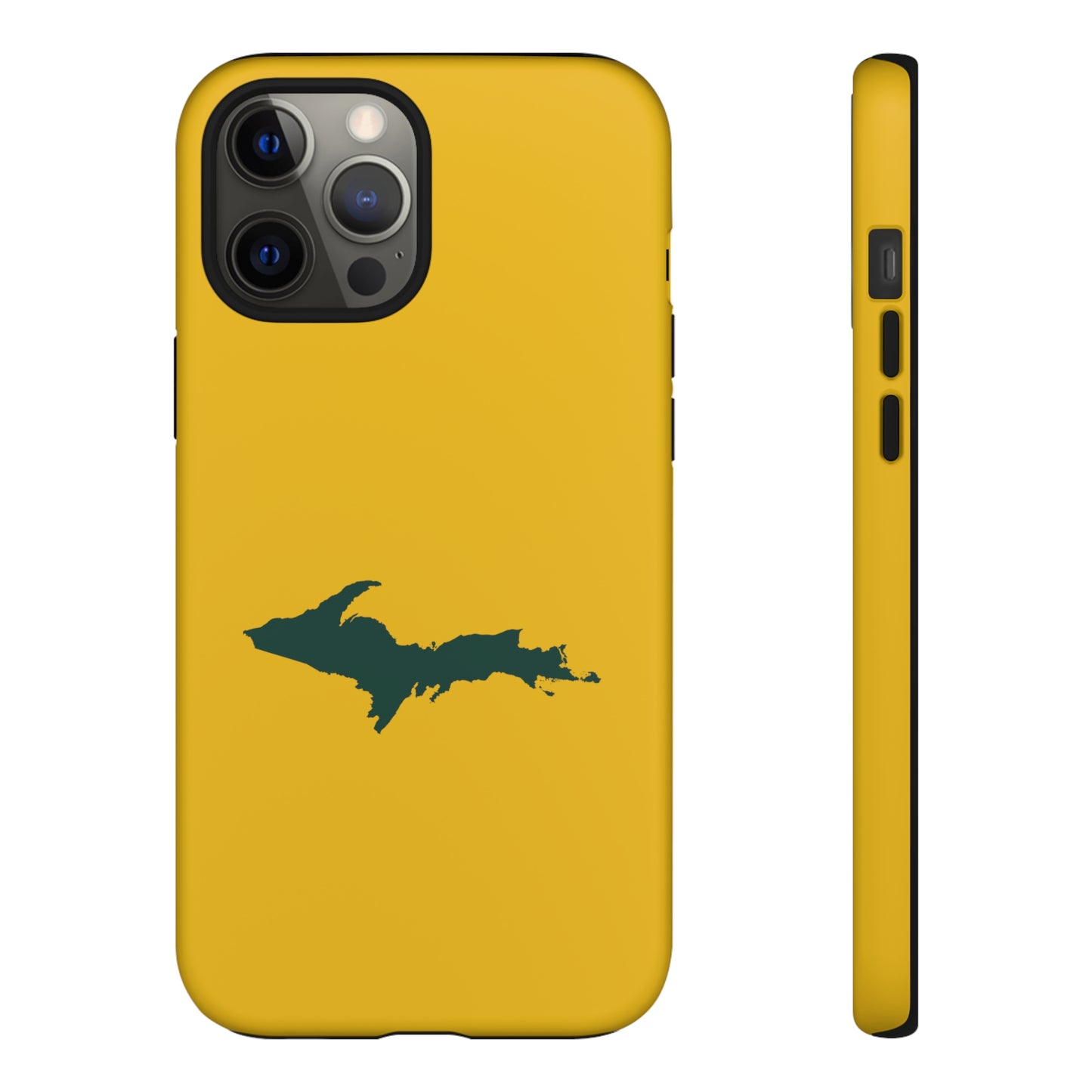 Michigan Upper Peninsula Tough Phone Case (Gold w/ Green UP Outline) | Apple iPhone