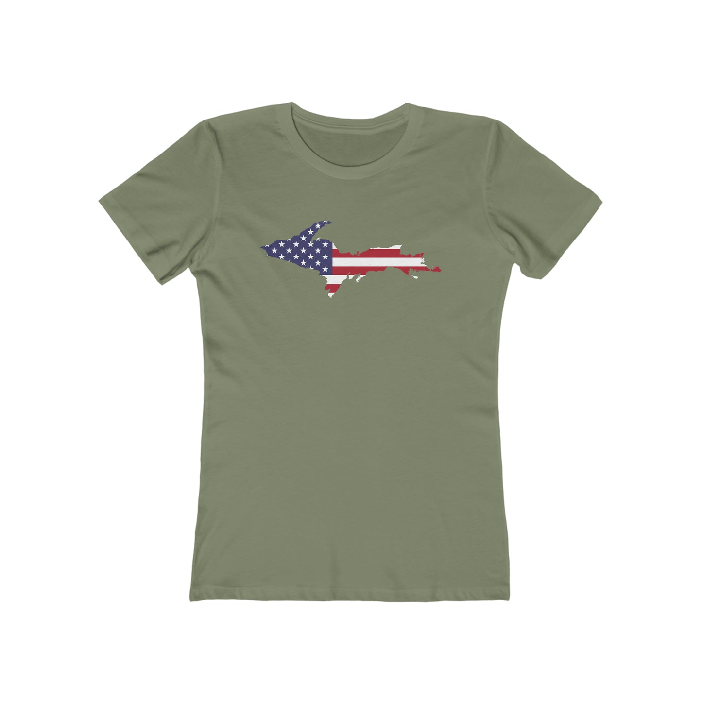 Michigan Upper Peninsula T-Shirt (w/UP MI USA Flag Outline) | Women's Boyfriend Cut