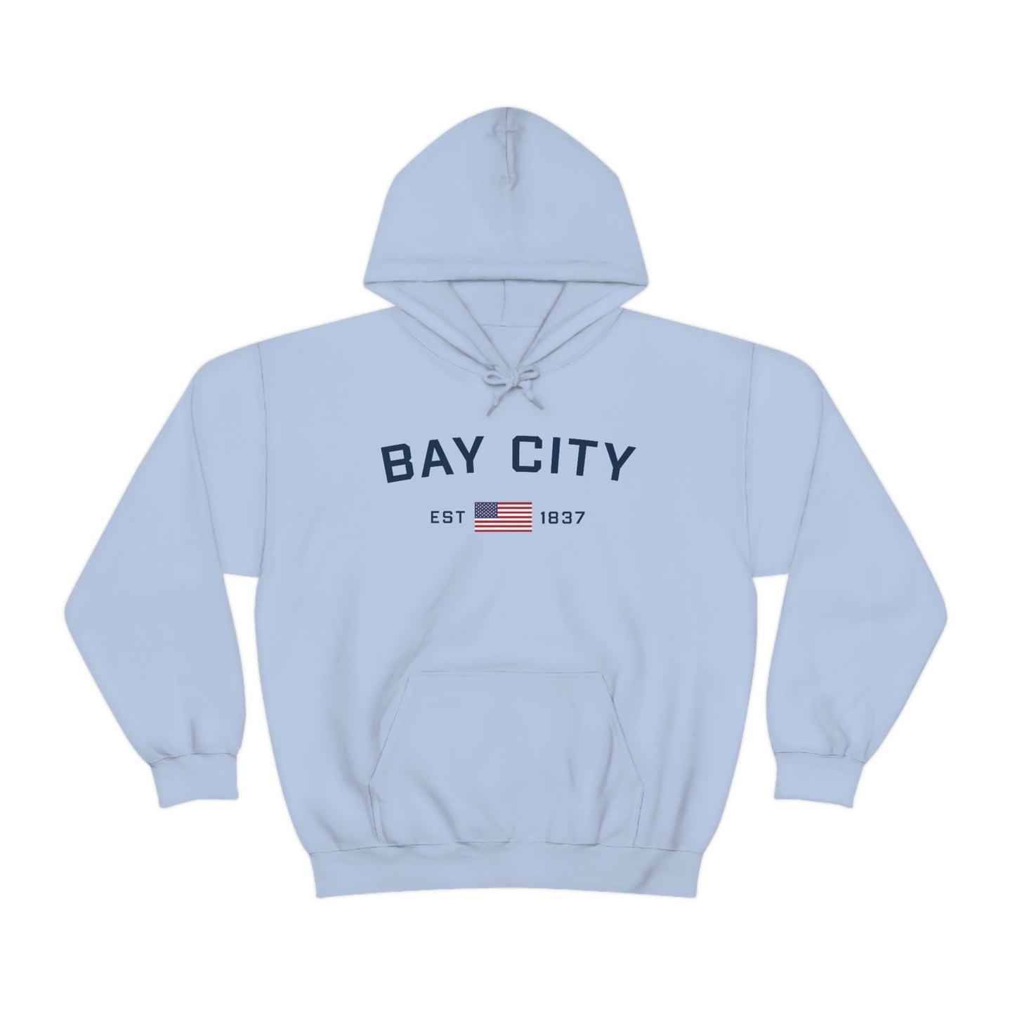 'Bay City EST 1837' Hoodie (w/USA Flag Outline) | Unisex Standard