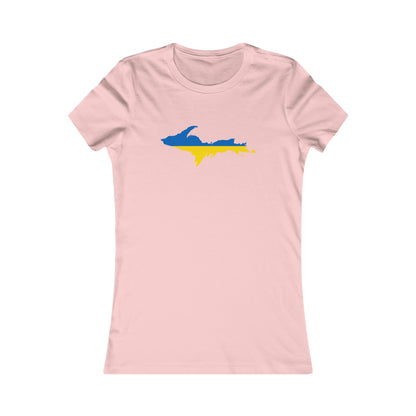 Michigan Upper Peninsula T-Shirt (w/ UP Ukraine Flag Outline) | Women's Slim Fit