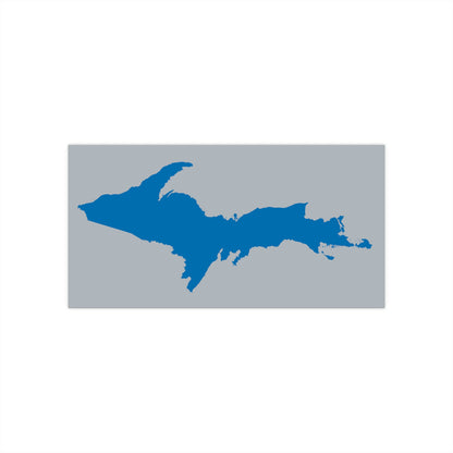 Michigan Upper Peninsula Bumper Sticker (w/ Azure UP Outline) | Silver Background