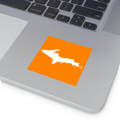 Michigan Upper Peninsula Square Sticker (Orange w/ UP Outline) | Indoor/Outdoor