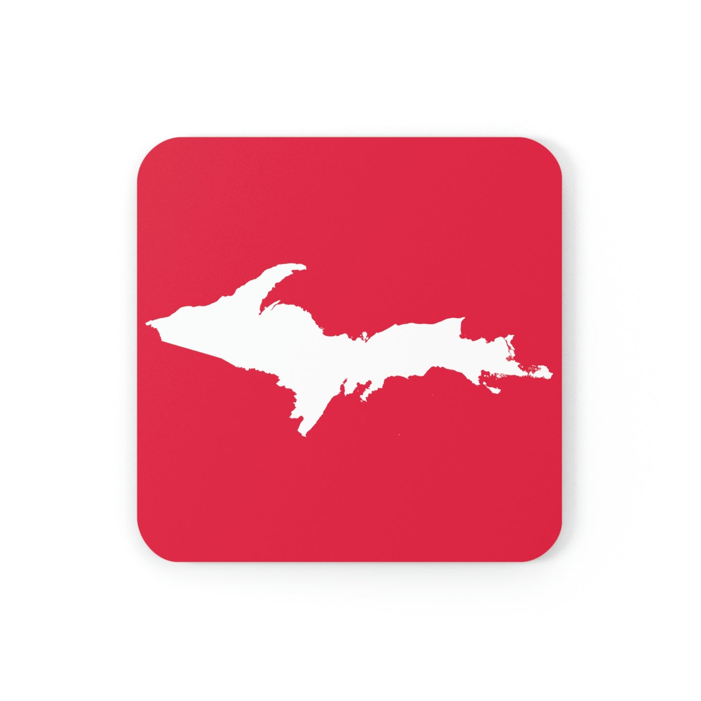 Michigan Upper Peninsula Coaster Set (Lighthouse Red w/ UP Outline) | Corkwood - 4 pack