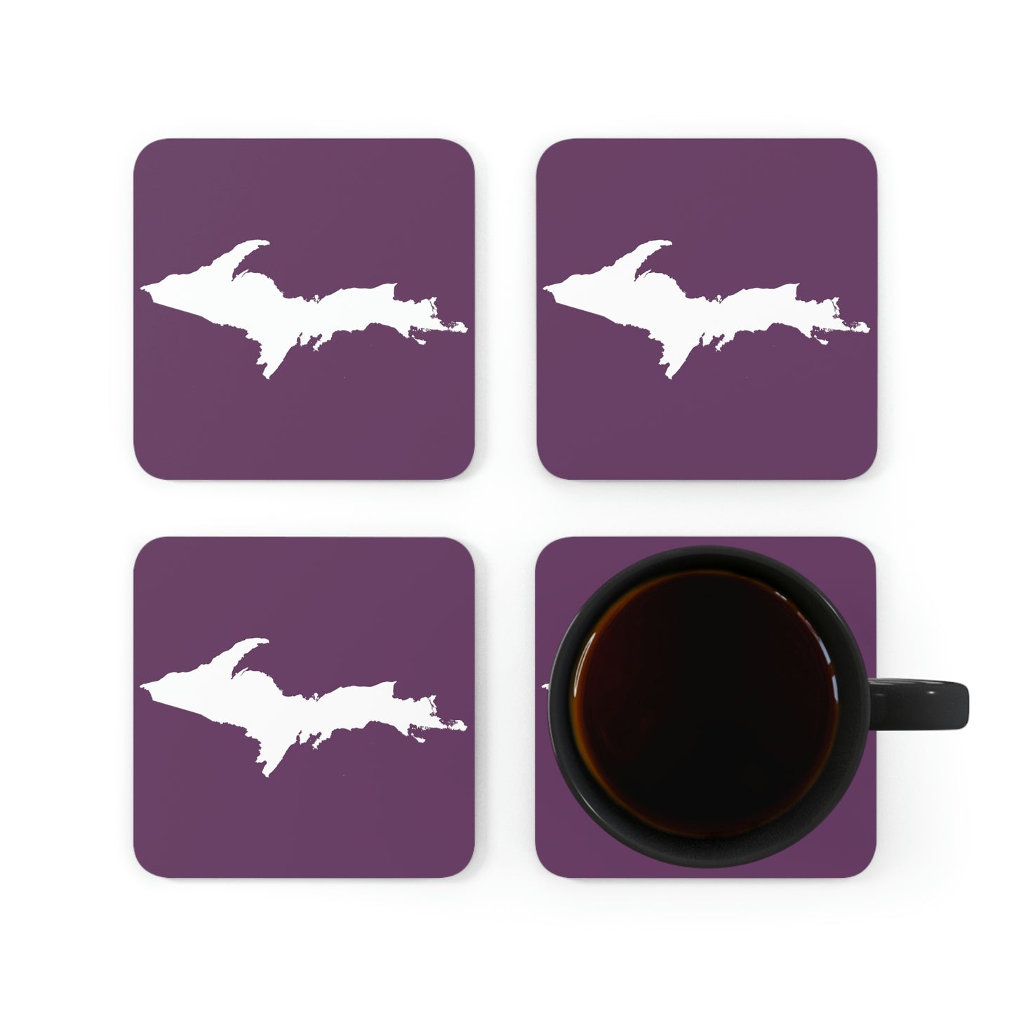 Michigan Upper Peninsula Coaster Set (Plum w/ UP Outline) | Corkwood - 4 pack