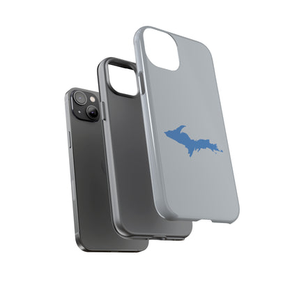 Michigan Upper Peninsula Tough Phone Case (Silver w/ Azure UP Outline) | Apple iPhone