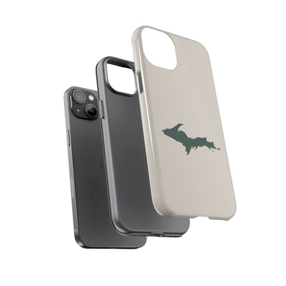 Michigan Upper Peninsula Tough Phone Case (Canvas Color w/ Green UP Outline) | Apple iPhone