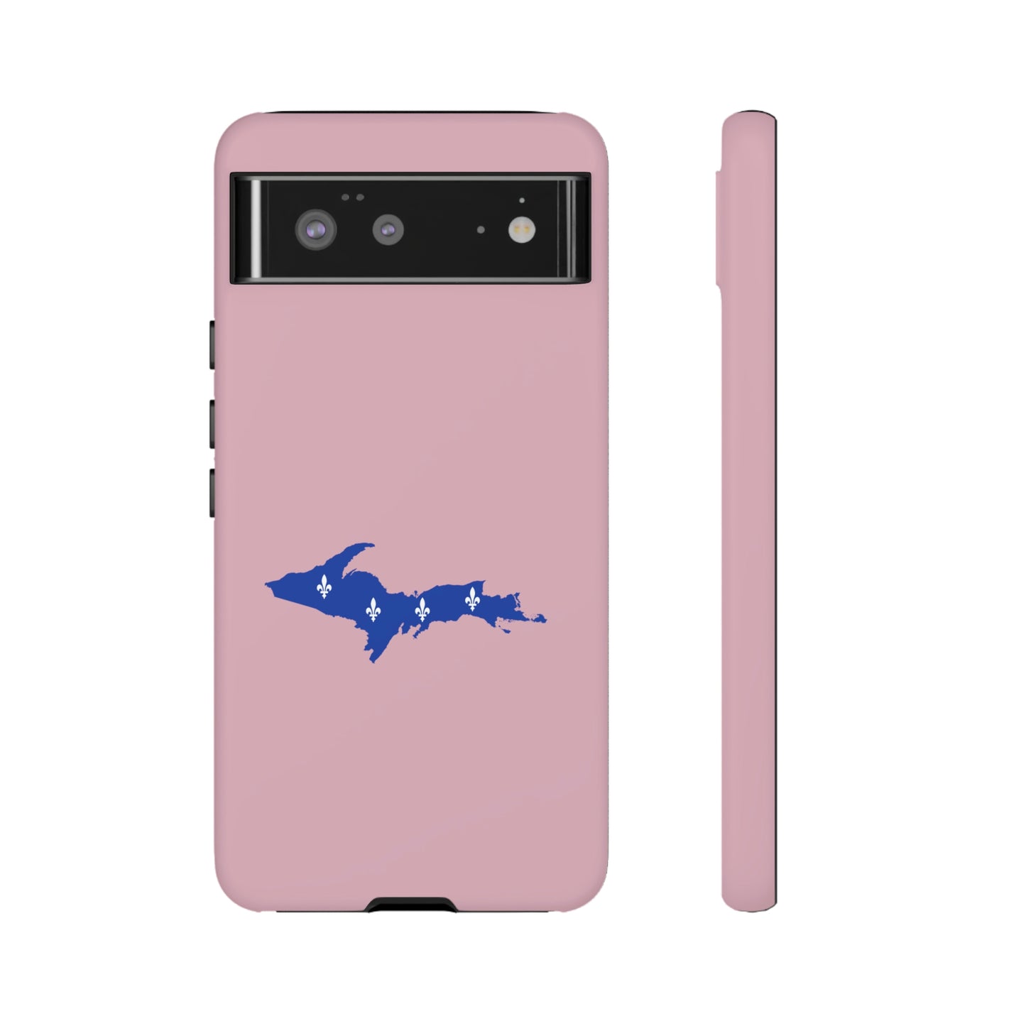 Michigan Upper Peninsula Tough Phone Case (Pink w/ UP Quebec Flag Outline) | Samsung & Pixel Android