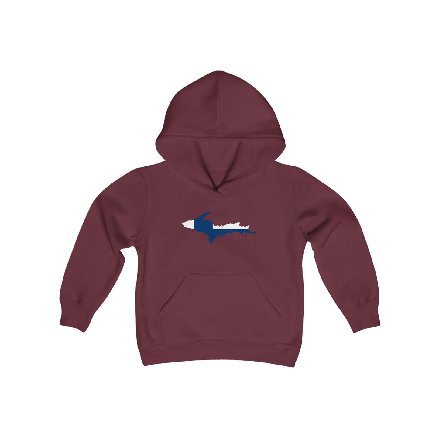 Michigan Upper Peninsula Hoodie (w/ UP Finland Flag Outline)| Unisex Youth