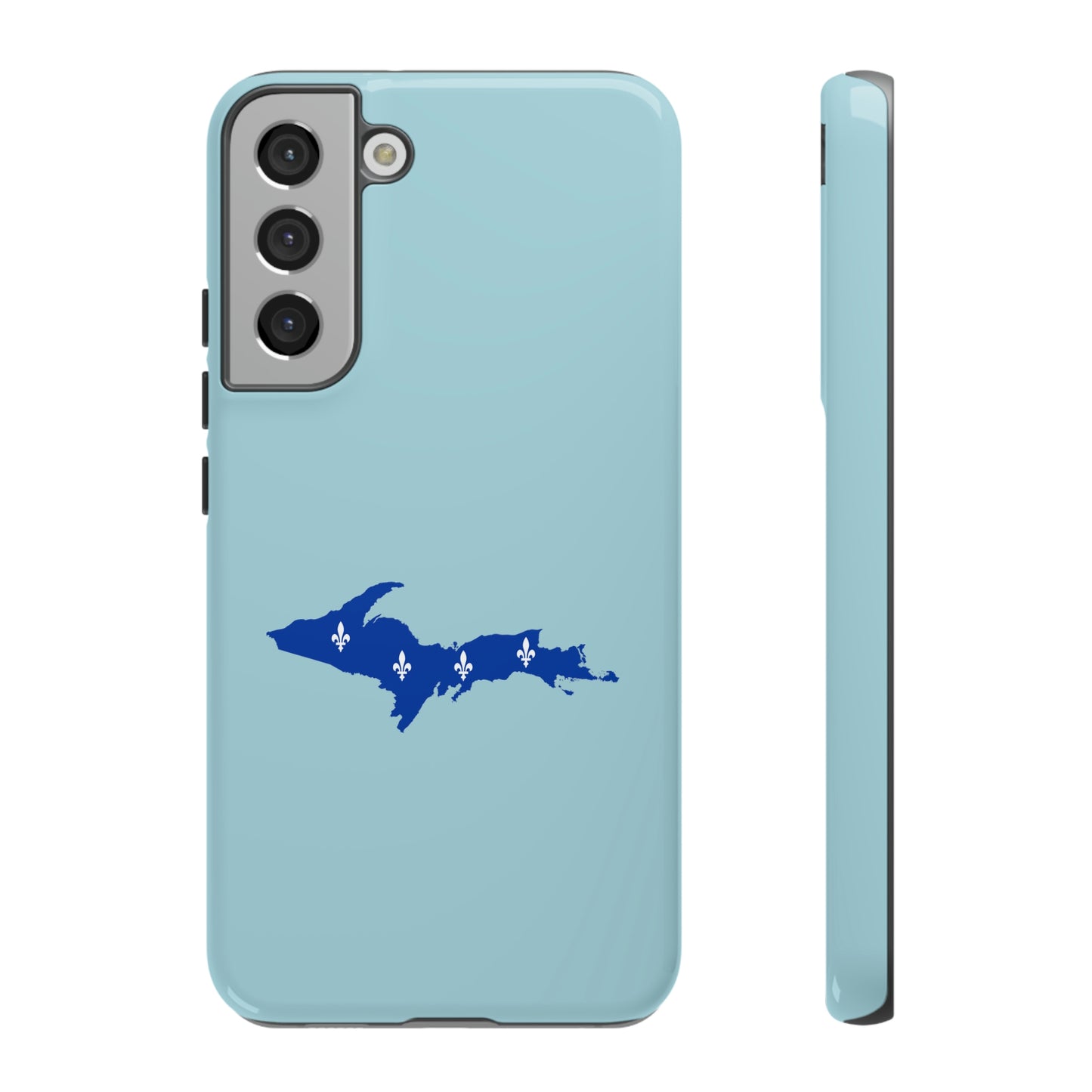 Michigan Upper Peninsula Tough Phone Case ('58 Caddie Blue w/ UP Quebec Flag Outline) | Samsung & Pixel Android