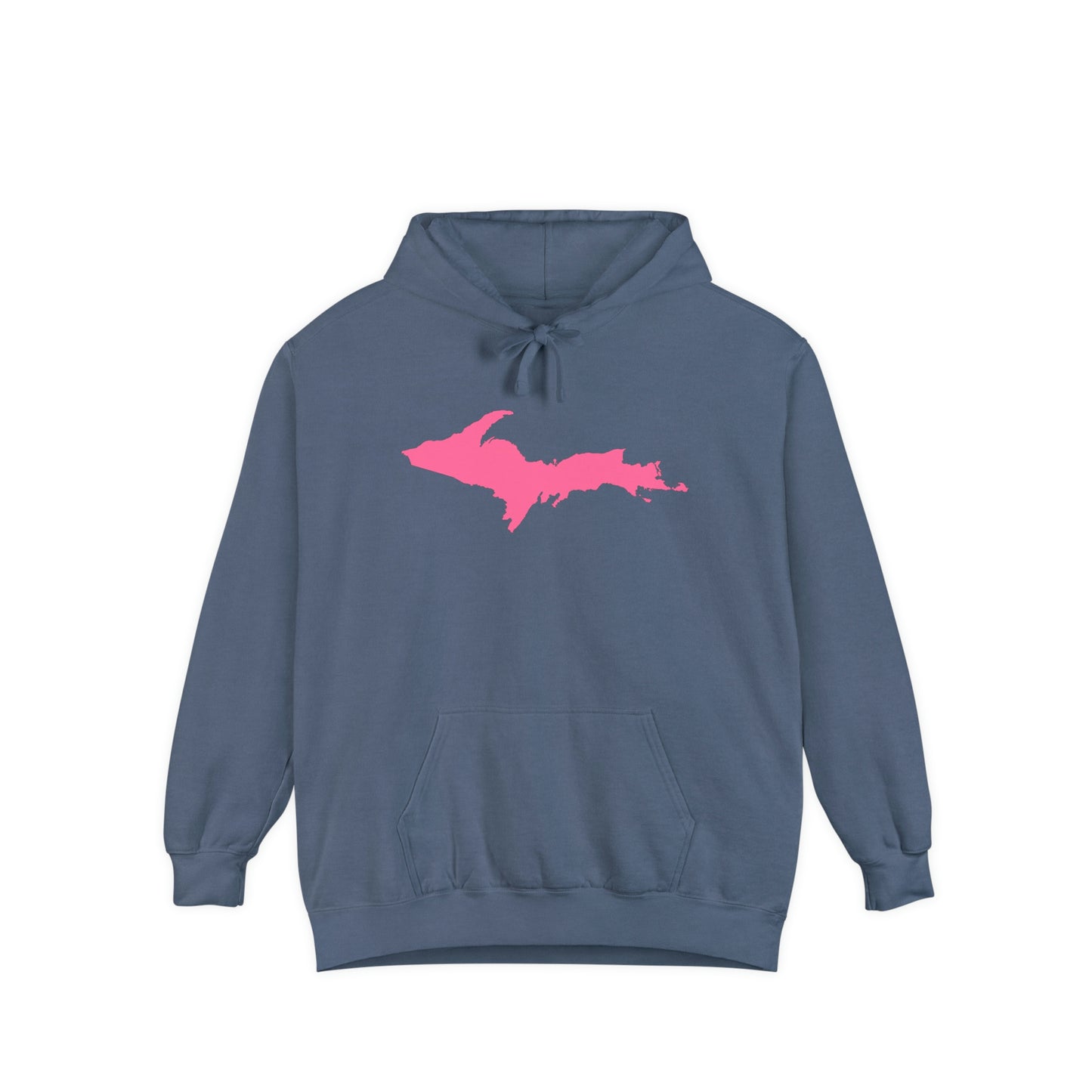 Michigan Upper Peninsula Hoodie (w/ Pink UP Outline) | Unisex Garment-Dyed