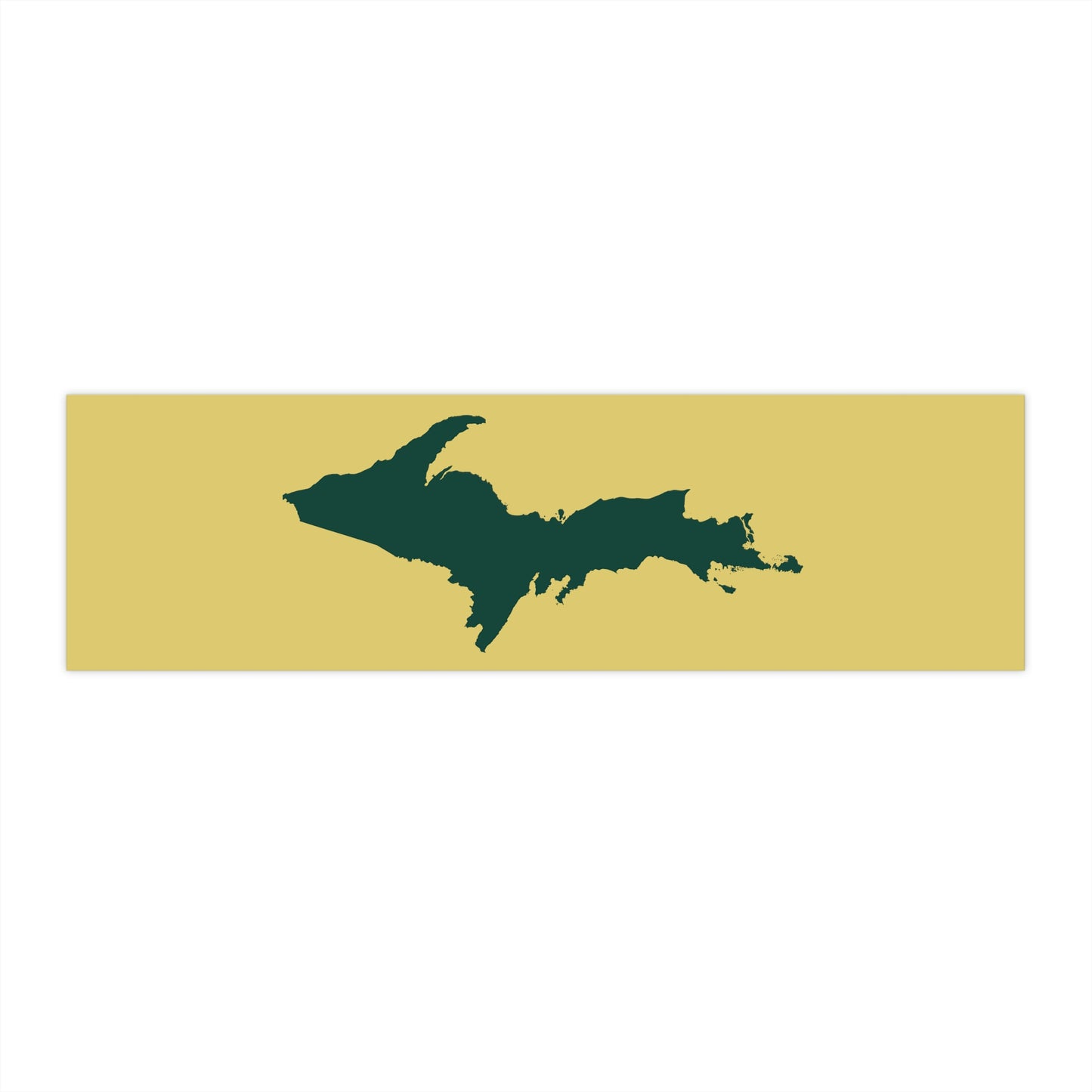 Michigan Upper Peninsula Bumper Sticker (w/ Green UP Outline) | Plum Yellow Background